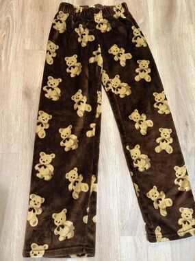 Cozy Brown Teddy-Print Kids Pajama Pants